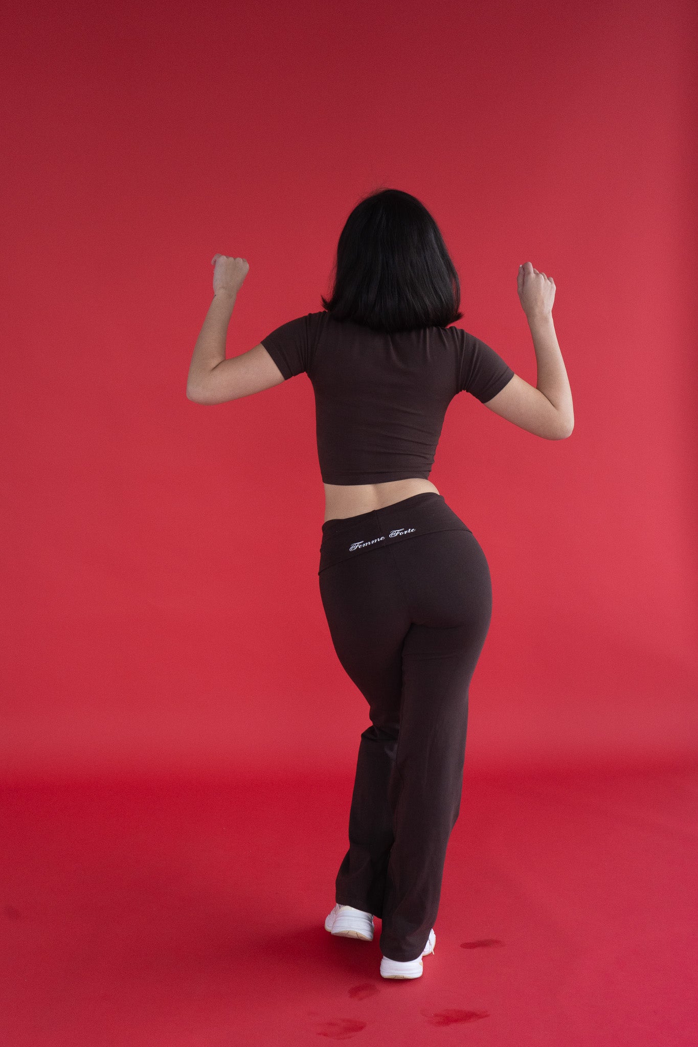 Fold Over Yoga Pants in Chocolate