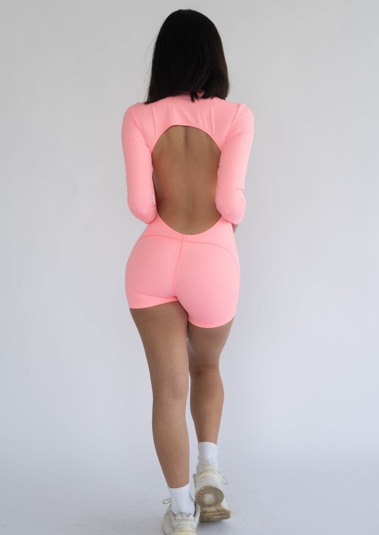 Olvera Backless Romper in Bubble Gum Pink