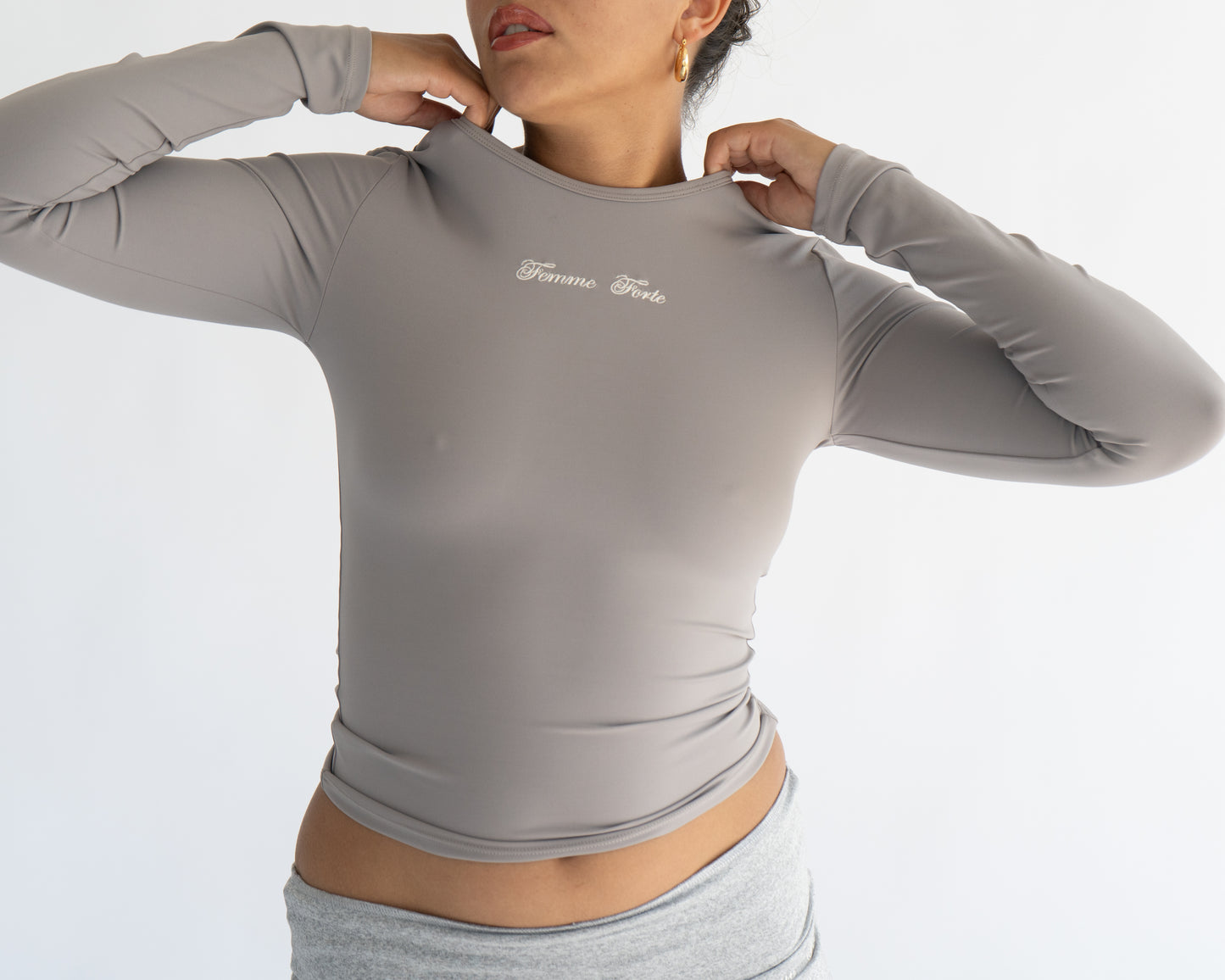 Buttery Soft, Sculpting Long Sleeve Shirt in Grey