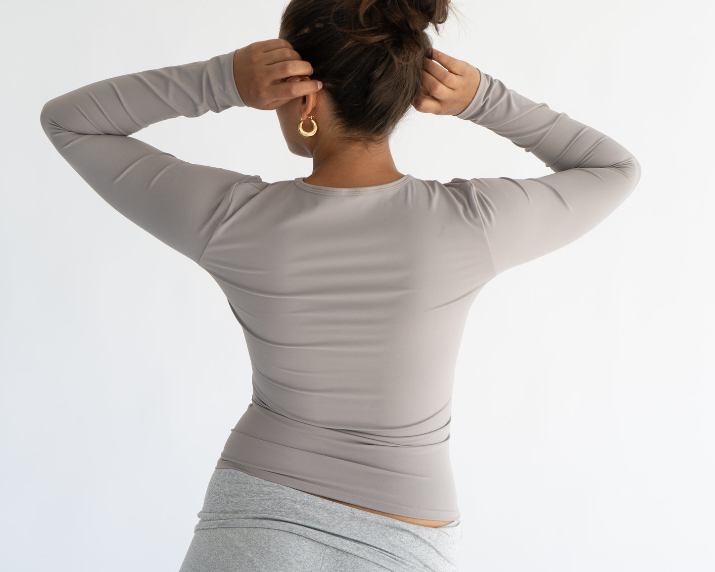 Buttery Soft, Sculpting Long Sleeve Shirt in Grey