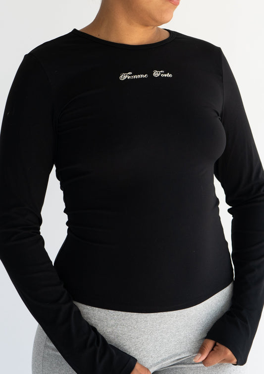 Buttery Soft, Sculpting Long Sleeve Shirt in Onyx